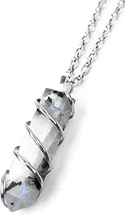 Sugandha Wellness Rainbow Moonstone Healing Crystal Necklace - Lunar Pendant Balance, Inner Light, Love & Creativity, Stone, Moonstone