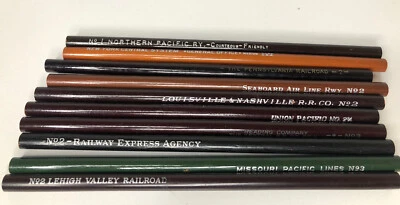 Vintage Railroad Advertising Lead Pencil Unsharpened 10 Pictures Railroad Lines