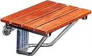 FFSPIIO Foldable Wall Shower Stools, for Elderly/Disabled Shower Seat Stool 304 Stainless Steel Bracket Mounted Wooden Shower Seat Shower Chair(38x33.8cm)