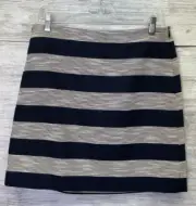 Ann Taylor Loft Skirt 6 Blue Striped Side Zip Short Mini
