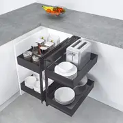 Elite Nero Show Hand Magic Corner II Pull Out Kitchen Storage - Fits 900mm Blind Corner