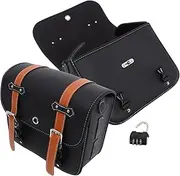 iplusmile 2 Pcs Bag Motorcycle Tool Storage Saddle Side Tool Pouch Leather Black