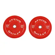 2" Olympic Bumper Plate Weight Plates with Steel Hub in Pairs High-Bounce Olympic Weight Plates 25KG Pair