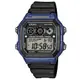 【CASIO】十年之旅方款膠帶電子錶-籃框(AE-1300WH-2A)正版宏崑公司貨