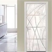 Door Stickers 3D Door Sticker PVC Waterproof Self Adhesive Geometric Mural Wall Decals Bedroom Door Stickers Wallpaper(95x215cm)