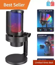 USB Streaming Microphone with Pop Filter and Shock Mount - Perfect for Gamers
