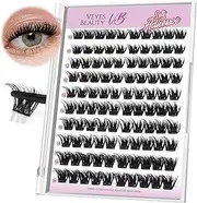 VEYESBEAUTY Self Adhesive Eyelashes Clusters Kit Pre-Glued Lash Clusters Thin & Invisible Band DIY False Eyelashes Natural Wispy Lash Tray, No Glue Marval Individual Eyelash Extensions Kit 10-16mm