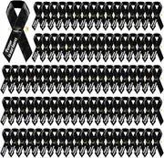 Ysleen 100 Pcs Funeral Memorial Ribbons Funeral Pins Classic Memorial Service Respect Meditation Ribbon Bow with Safety Pins for Mourning Remembrance Day Event(Black)