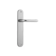Iver Oslo Lever Door Handle on Oval Backplate Brushed Chrome