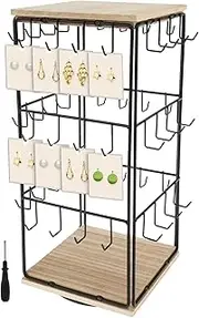 AwObEpl Rectangular Earring Display Stand for Vendors Selling 360 Degree Rotatable Earring Selling Stand Easy to Assemble Earring Retail Holder With 48 Hooks for Countertop
