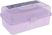 3 Layer Clear Art Storage Box with Handle, Multipurpose Folding Tool Box, Art Storage Box Craft Organizer, Household Toolbox, Sewing Supplies Organizer for Home School Office Travel
