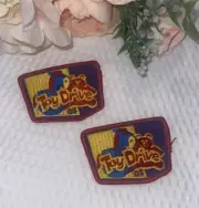 TWO Vintage TOY DRIVE Rocking Horse Girl Scouts USA GS Plastic Back "Fun" Patch