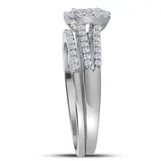 14kt White Gold Round Diamond Bridal Wedding Ring Band Set 1/2 Cttw
