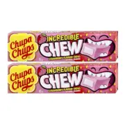 906262 2 x 45G PACKET CHUPA CHUPS INCREDIBLE CHEW STRAWBERRY FLAVOUR CHEWS