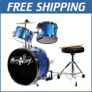 Compact 3 Piece Kids Drum Kit - Real Wood, Throne, Cymbal & Drumsticks Included