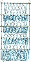 Wall Hanging Organizer Stuffed Animal Toy Net Hammock Nursery Plush Toy Storage Boho Macrame,Blue