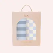 Wrap Set - Cloud Stripe/Powder Check by Fox & Fallow | the memo