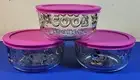 3 Pyrex Disney COOL TOGETHER Minnie Mickey Mouse 4 Cup Storage Bowl Pink Lid NEW