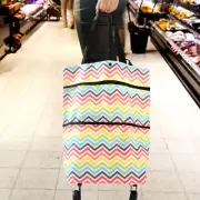 Foldable Shopping Bag w/Wheels Oxford Cloth Reusable Stair Climbing Grocery JY