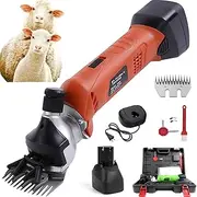 Cordless Sheep Shears, 200W Electric Sheep Shearing Clippers with 4400mAh Battery, Stainless Steel Blade Tension Adjustment, Heavy Duty Animal Grooming Clippers for Goat Sheep Pet red