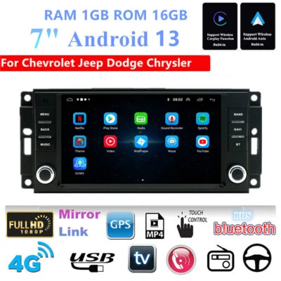 7'' Android 13 1GB＋16GB Car Stereo Radio GPS Navigation For Jeep Chrysler Dodge