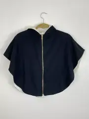 Age To Come Girls Hooded Epoch Reversible Cape Size 7/8 Black & Fuzzy White Zip