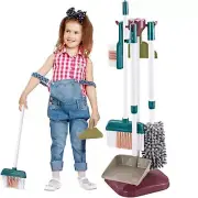 Kid Cleaner Plastic Pretend Play Toy 8 pc Cleaning Set Broom Mop Dust Pan Brush