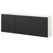 BESTÅ storage combination with doors, white/Hammarsmed/Stubbarp anthracite, 180x42x74 cm