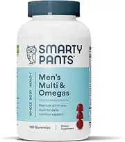 SmartyPants Men’s Formula Daily Gummy Vitamins: Gluten Free, Multivitamin & Omega 3 Fish Oil (DHA/EPA), Methyl B12, Vitamin D3, Vitamin B6, 180 Count (30 Day Supply) - Packaging May Vary