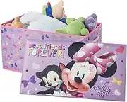 Disney Minnie Mouse Collapsible Toy Storage Bench and Ottoman, 14.5" H x 14.5" D x 25" L