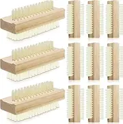 Patelai 12 Pack Wooden Nail Brush Two-sided Hand Fingernail Brush Non-slip Wood Heavy Duty Stiff Nail Scrubber for Nails and Toes Cleaning, Hand Scrub Brush for Travel