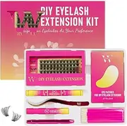 DIY Lash Extension Kit Cluster Lashes Kit with 72 Pcs D Curl Cluster Lashes Wispy Eyelash Bond and Seal Lashes Remover and Eyelash Applicator for Beginner DIY at Home by W(Sweetheart Kit-D-10-16MM)