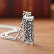 Pure Silver Pill Case Holder Pill Box Waterproof Cylinder Pendant Pill Box