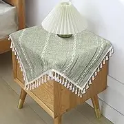 tiosggd Boho Small Square Tablecloth 24''x24'', Sage Green Linen Table Cover, Nightstand Cover Top, Round Square End Bedside Table Cloth Runner, Rustic Farmhouse Spring Summer Home Decor