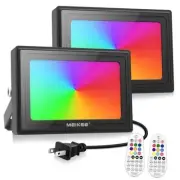 35W RGB Flood Lights, RGBW Color Changing LED Floodlights with US Plug, IP66