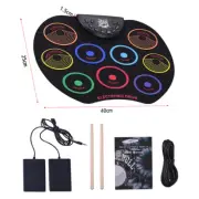 Roll- Drum Set Electronic Drum Kit 9 Silicon Drum Pads USB New Q7A8