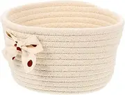 HEALSOPTHY Bowknot Design Storage Basket Cute Rope Woven for Organizing Snacks Clothes and Desktop Decor