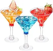 25 Pack Plastic Martini Cocktail Glasses - Reusable Tall Cocktail Glasses for Bar, Margarita, Whiskey, Tequila, Dessert Cups - Drinkware for Home, Restaurant, Party Supply