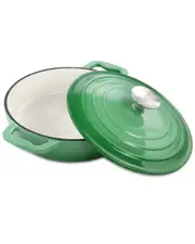 MegaChef 2Qt Round Enameled Cast Iron Braiser Pan