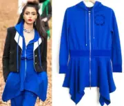 5K New Chanel 2018 Blue Word Logo Hoodie Jacket 34 36 38 2 4 6 Coat XS S