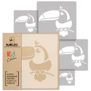 5x reusable PLASTIC Stencils / 13.4" to 3.5"/ Nursery KIDS Template / TOUCAN