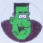 Frankenstein Halloween Ornament Hand Painted Needlepoint Canvas