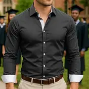 Men's Graduation Shirt Grad Shirt Class of 2025 Shirt Senior Shirt Summer Shirt Casual Shirt Black White Red Navy Blue Royal Blue Long Sleeve Solid / Plain Col