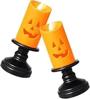 Yardwe 2Pcs Halloween Lantern Light Decorative Pumpkin Candle Holders for Indoor Party Home Bar Classic Halloween Atmosphere Decor for Bedroom Entryway