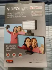 Video Light & Phone Mount-50 LED Bulbs-2-Diffusers-USB Rechargeable "On Air"