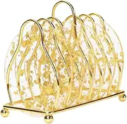 6 Pcs Gold Foil Acrylic Drinks Coaster with Metal Holder Stand for Tabletop Protection, Suitable for Kinds of Cups, Set of 6 for Table (Circle)