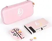 BelugaDesign Moon Switch Bundle | Kawaii Cute Pink White Pastel Anime Carry Case Shell Cover Thumb Grips for Girls | Compatible with Nintendo Switch Standard