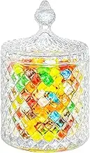 INFTYLE Glass Candy Dish with Lid 1pcs 20oz Large Crystal Glass Candy Jar Jewelry Box Dappen Dish Cookie Jar for decorative storage gift idea