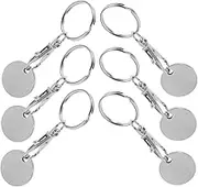 6Pcs Stainless Steel Shopping Trolley Tokens Keychain Token Holder for Grocery Carts Convenient Keyring for Access Family and Friends
