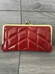 Patricia Nash Everly Quilted Nappa Leather Framed Wallet Berry Red